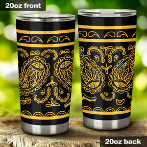 tailgate party drink tumblers with bandana print