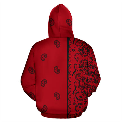 red and black bandana hoodie back view