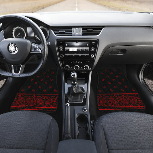 Black and Red bandana muscle car floor mats