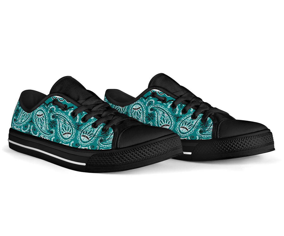 Canvas Low Top Sneakers - Bandanda Style Teal