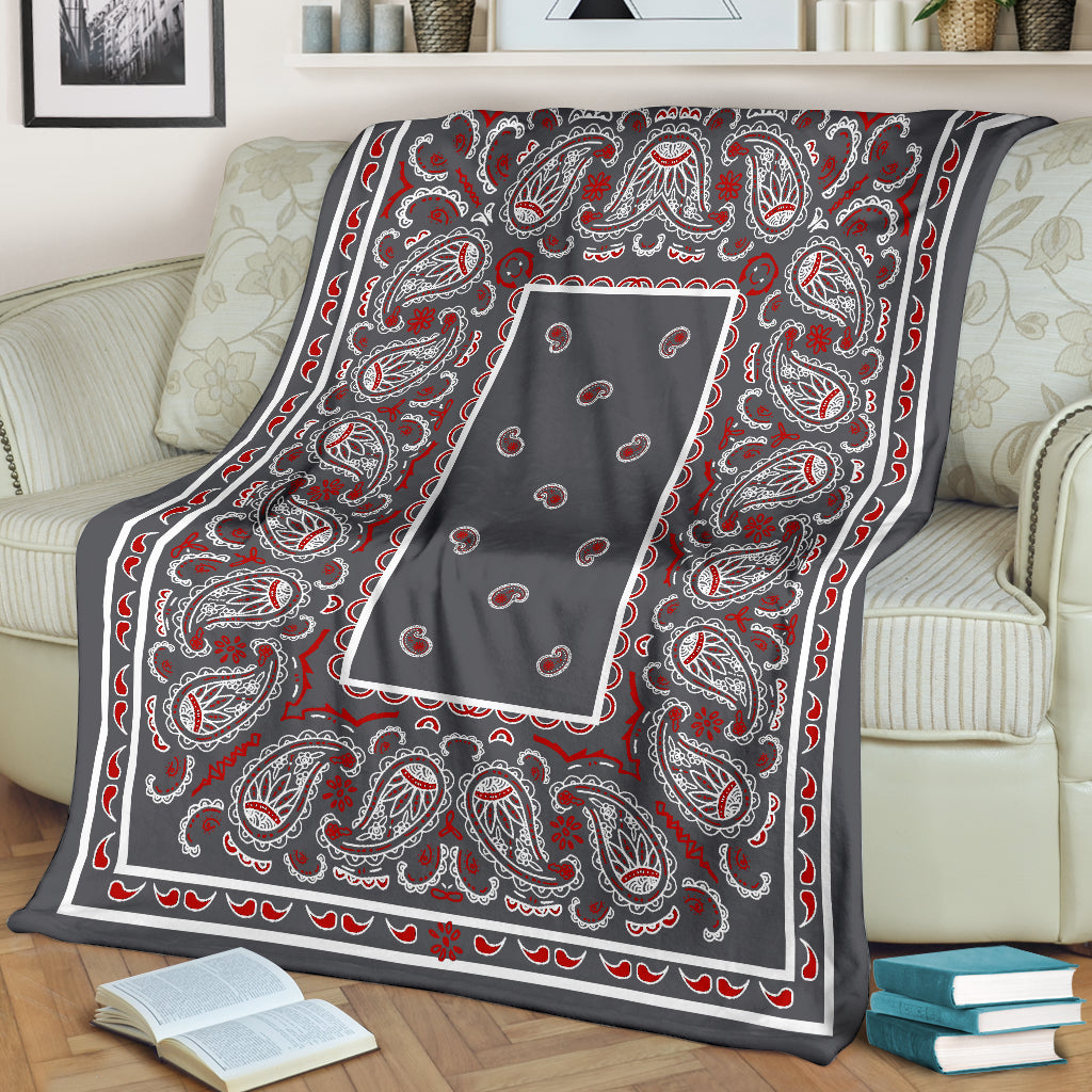 Gray Bandana Throw Blanket