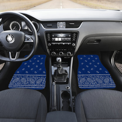 blue and gray bandana floor mats