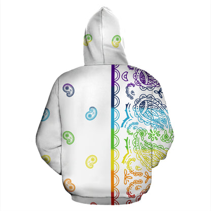 Bandana Rainbow Zip Up Hoodie on White