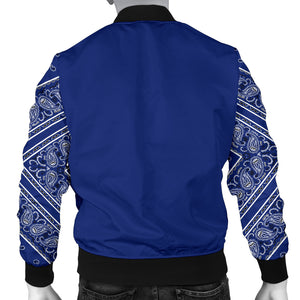 Men's Royal Blue on Blue Bandana Sleeved Bomber Jacket