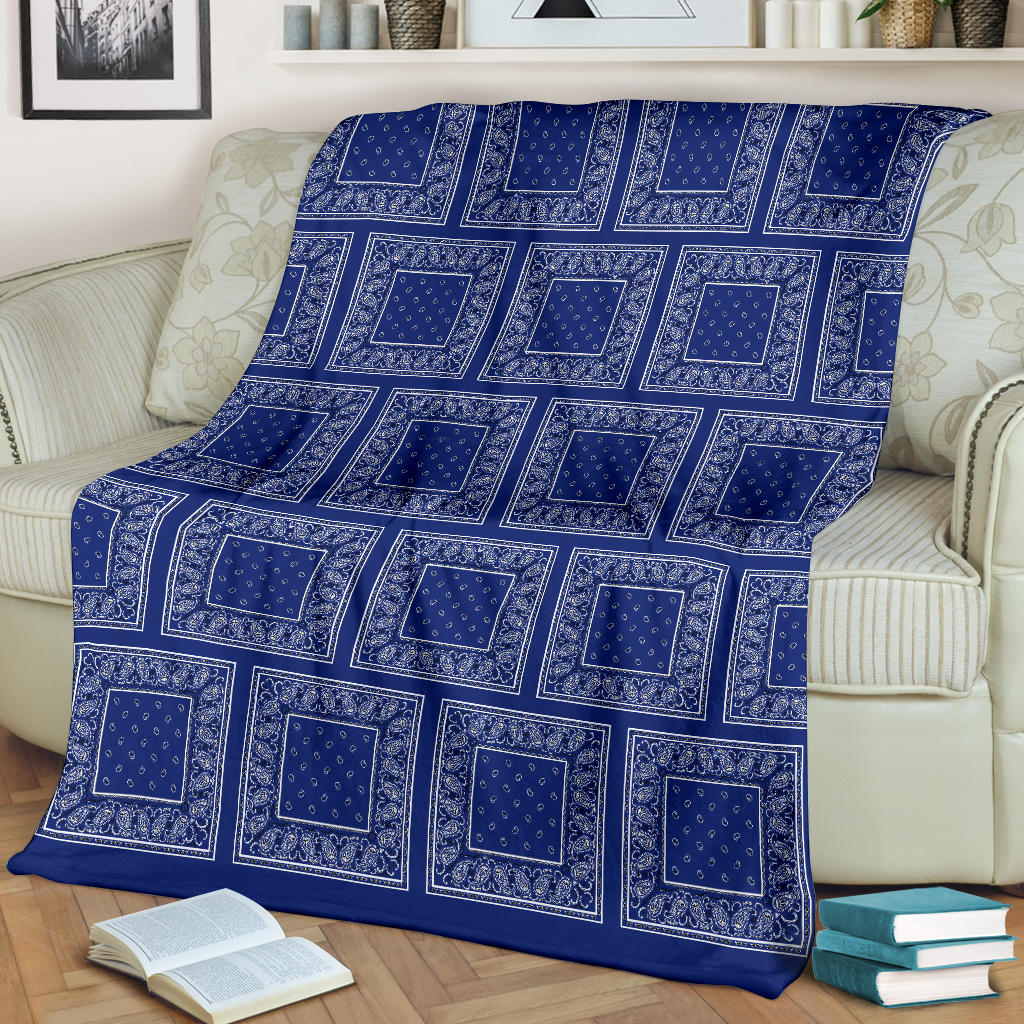 Ultra Plush Royal Blue Bandana Patch Throw Blanket