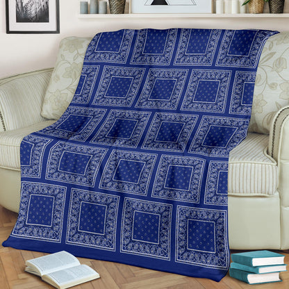 Ultra Plush Royal Blue Bandana Patch Throw Blanket