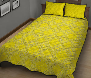 Quilt Set - Lemon Yellow Bandana DB Quilt w/Shams