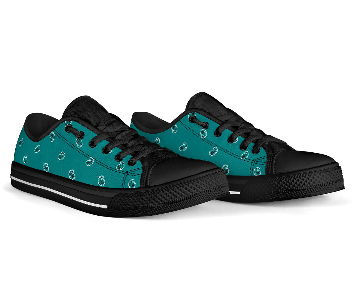 Canvas Low Top Sneakers - Teal Paisley
