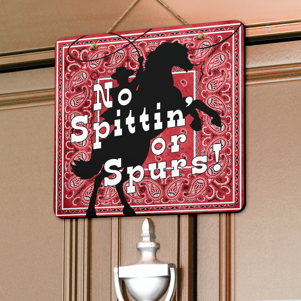 Red Denim Bandana Door Signs