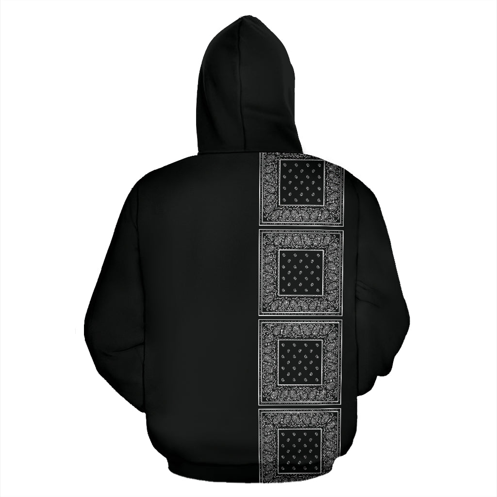 black bandana pullover hoodie back view
