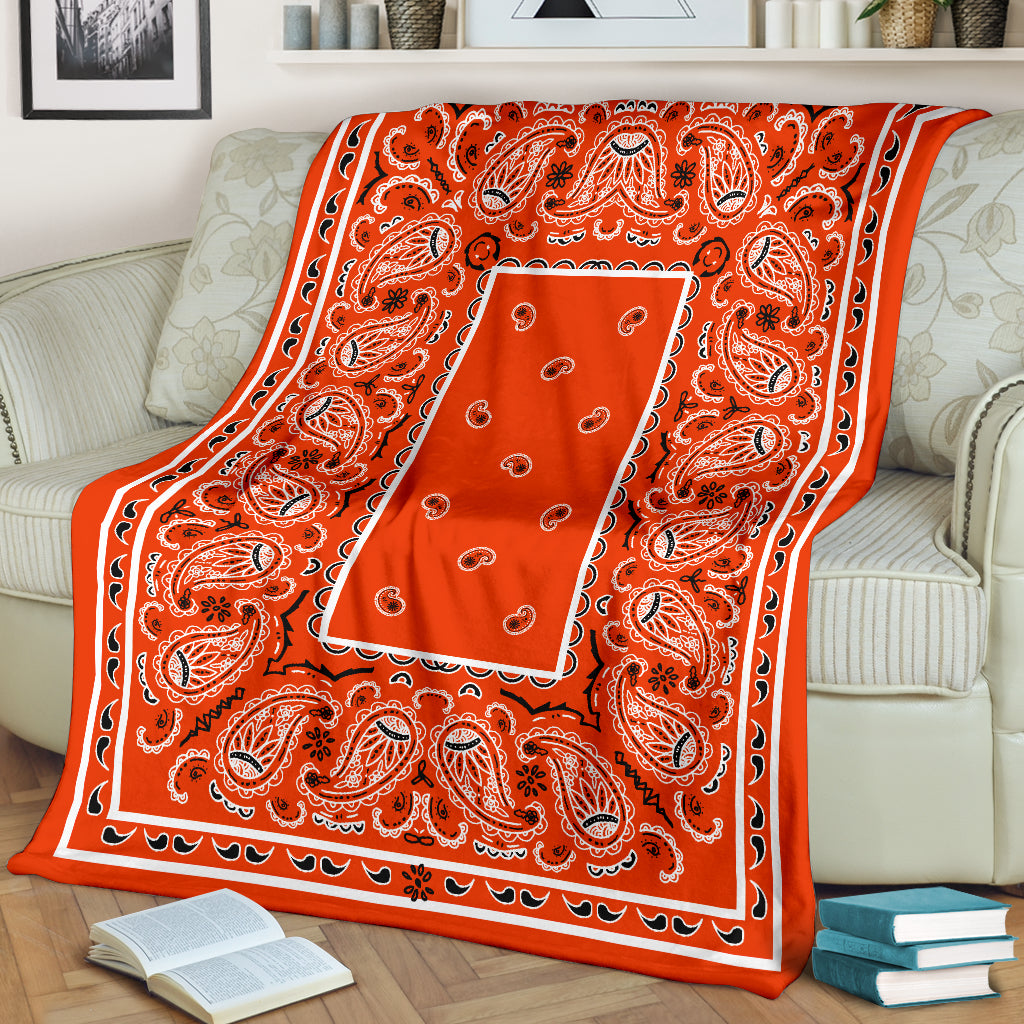 Orange Bandana Throw Blanket