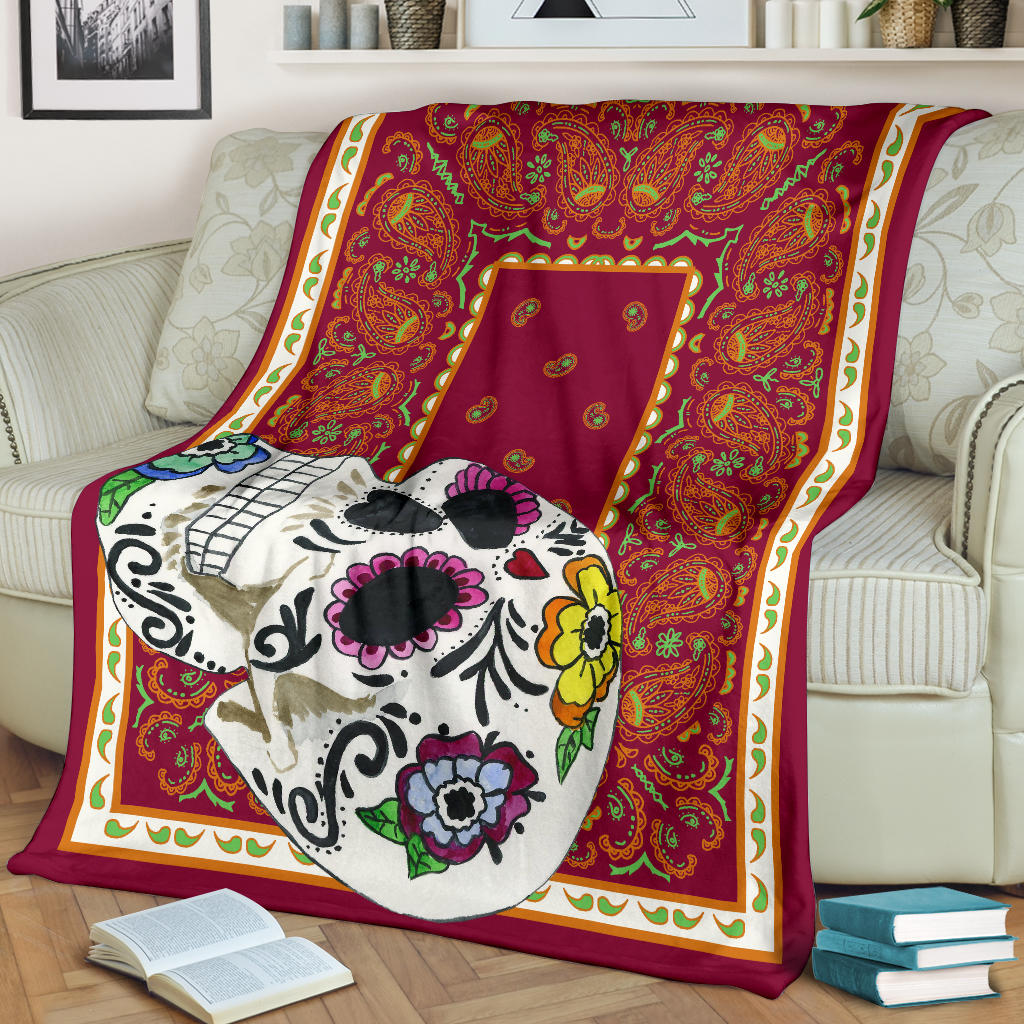 Ultra Plush Vino Sugar Skull Throw Blanket