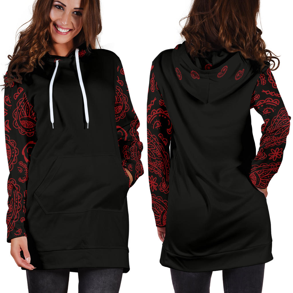 Black and Red Bandana Hoodie Dresses