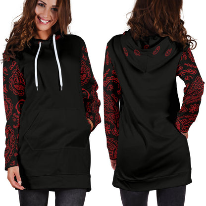 Black and Red Bandana Hoodie Dresses