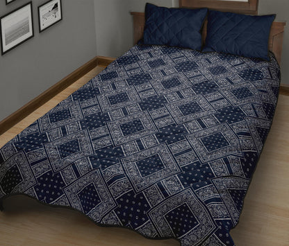 Quilt Set - Navy and White Bandana DB Quilt w/Shams