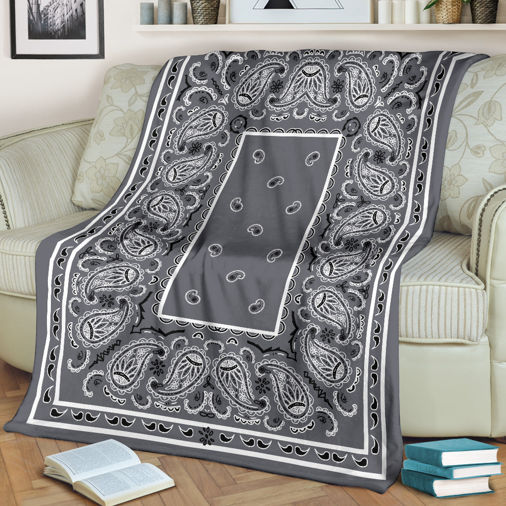 Gray Bandana Throw Blanket