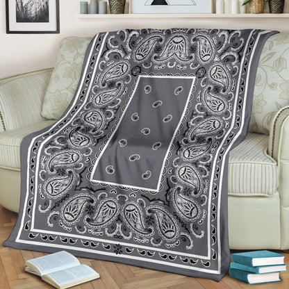 Gray Bandana Throw Blanket