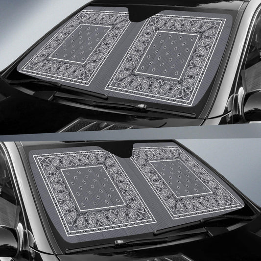 Classic Gray Bandana Car Window Shade