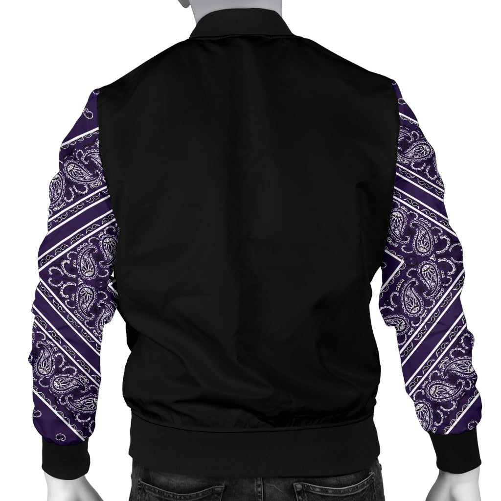 Men's Royal Purple Bandana Sleeved Bomber Jacket