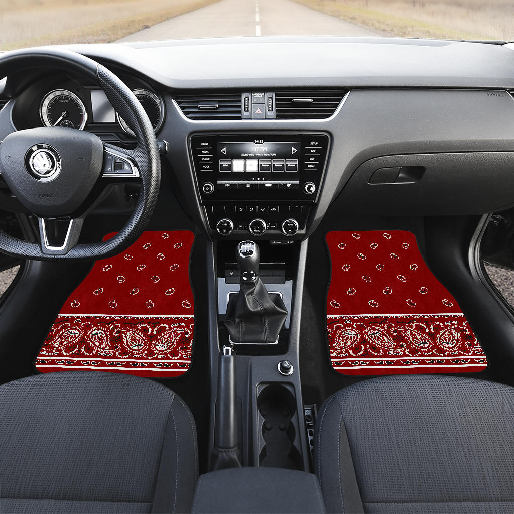 maroon red bandana auto mat set