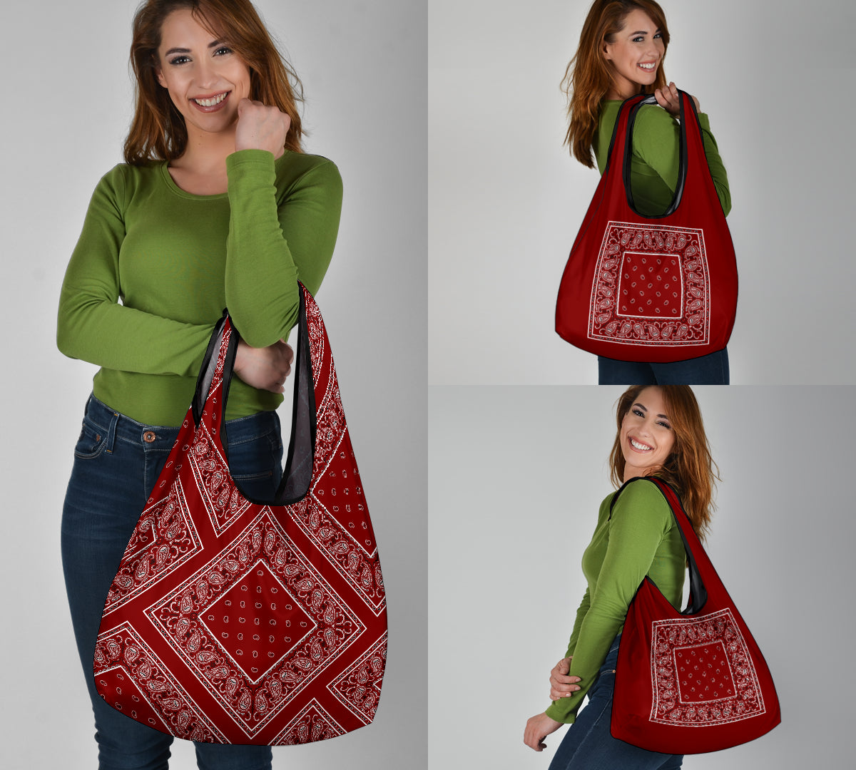 maroon red bandana shopping bags