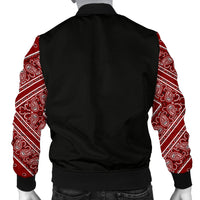 Men's Maroon Bandana Sleeved Bomber Jacket