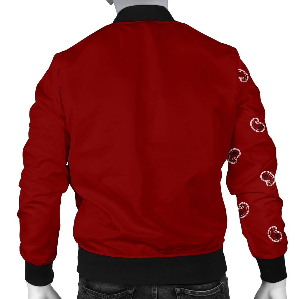 Asymmetrical Maroon Red Bandana Men's Bomber Jacket