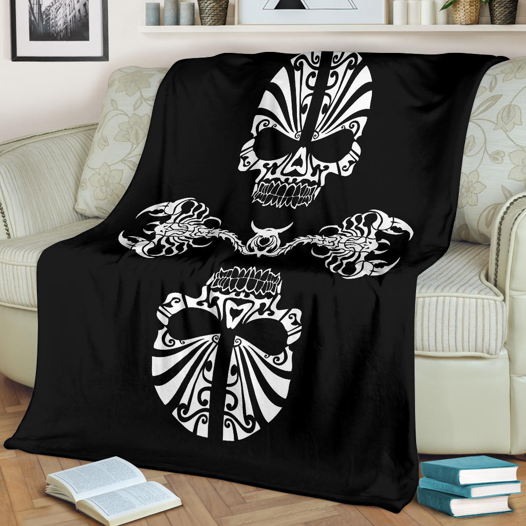 Skulls and Scorpions Tribal Tattoo Blanket