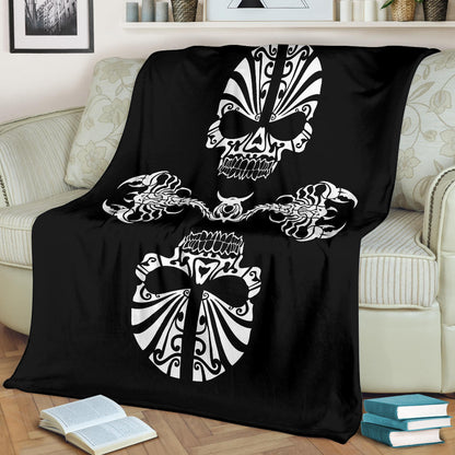 Skulls and Scorpions Tribal Tattoo Blanket