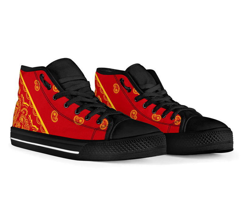 Red and Gold Bandana High Top Sneakers
