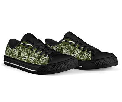 Canvas Low Top Sneakers - Bandana Style Army Green