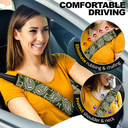 Army Green Bandana Seat Belt Covers - 3 Styles