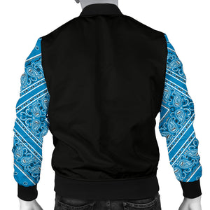 Men's Sky Blue Bandana Sleeved Bomber Jacket