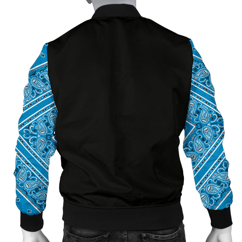 Men's Sky Blue Bandana Sleeved Bomber Jacket