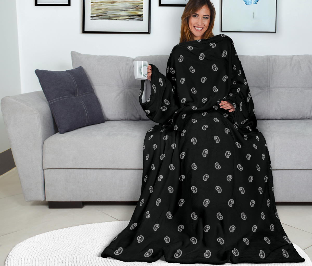 Black and White Bandana Monk Blankets