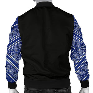 Men's Royal Blue Bandana Sleeved Bomber Jacket