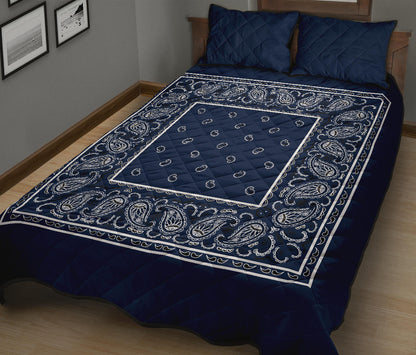 Quilt Set - Navy Blue Bandana Quilt w/Shams