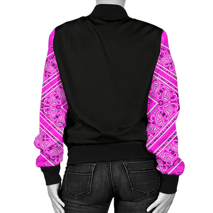 Women's Abruptly Pink Bandana Sleeved Bomber Jacket