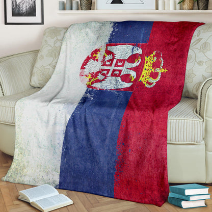Serbian Flag Fleece Throw Blanket