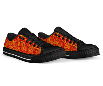 Canvas Low Top Sneakers - Red and Gold Bandana Style