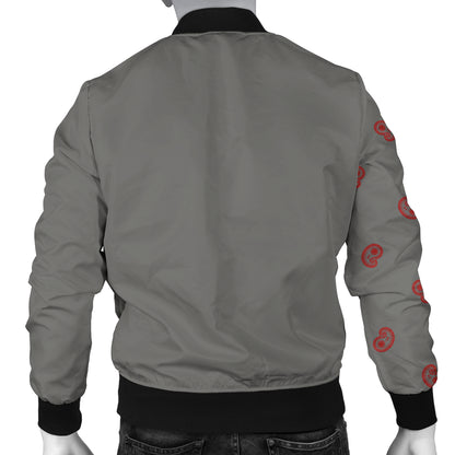 Asymmetrical Gray and Red Bandana Men's Bomber Jacket