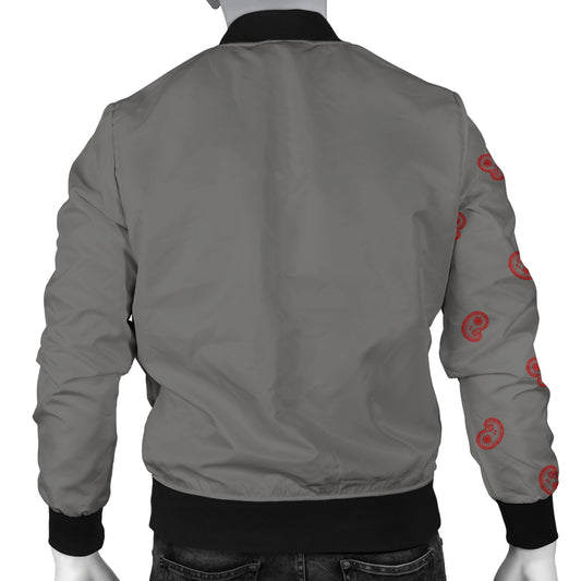 Asymmetrical Gray and Red Bandana Men's Bomber Jacket