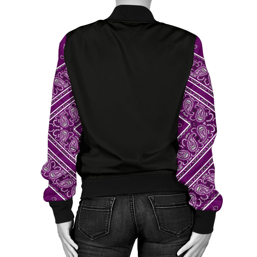 Women's Wild Plum Bandana Sleeved Bomber Jacket