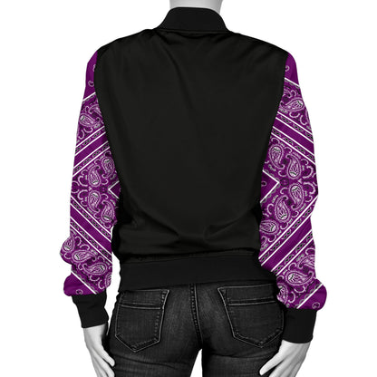 Women's Wild Plum Bandana Sleeved Bomber Jacket