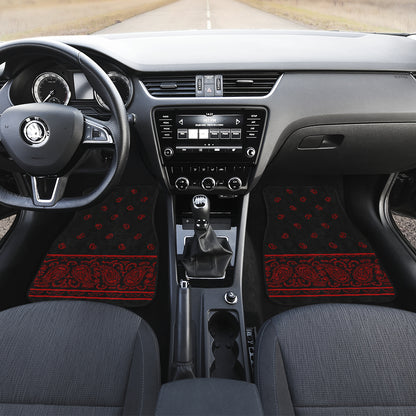 Dual Black and Red Bandana Car Mats - Fancy
