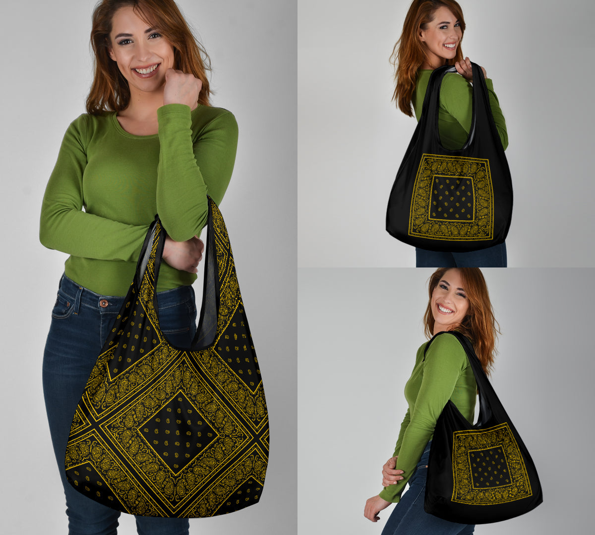 Black and Gold bandana grocery bags