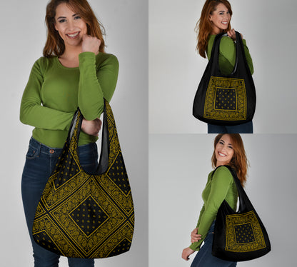 Black and Gold bandana grocery bags