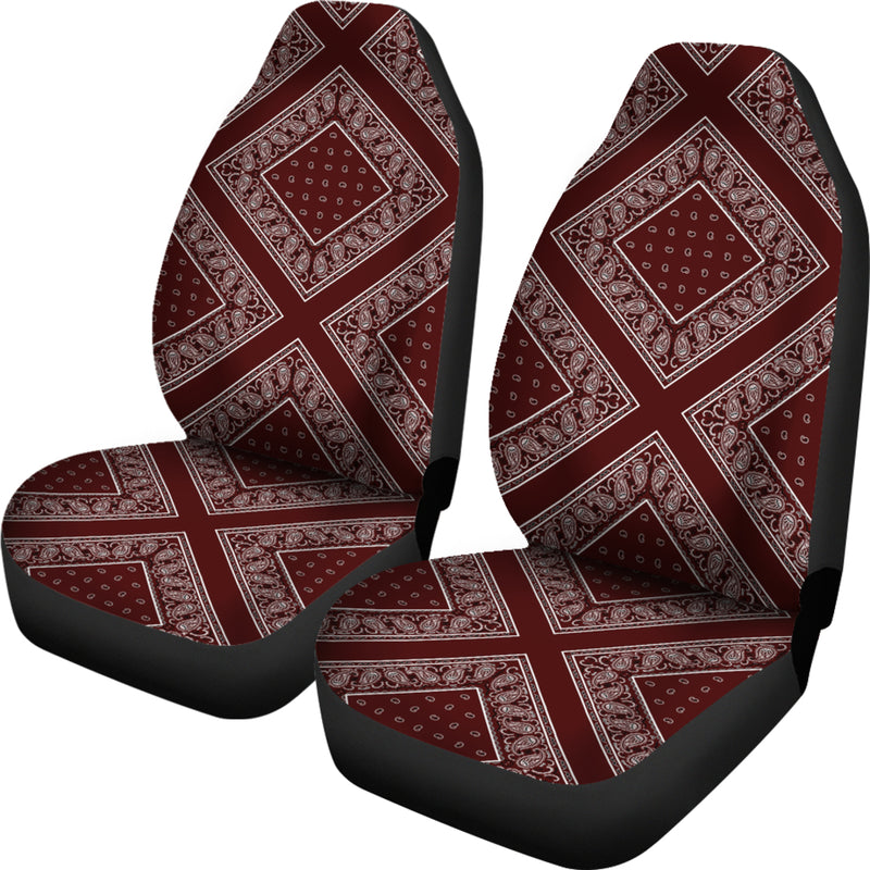 Burgundy and white seat cover