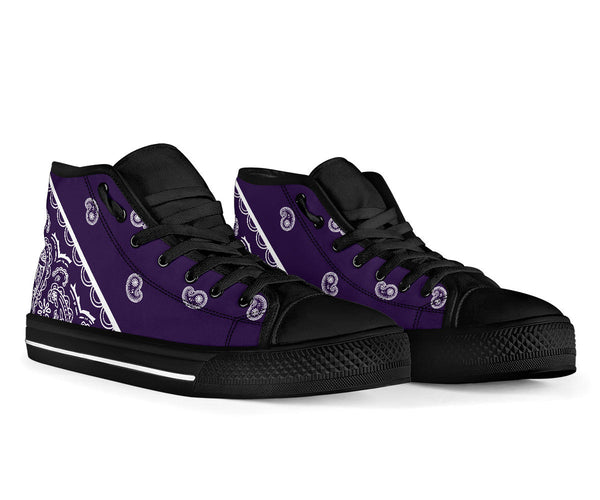 Royal Purple Bandana High Top Sneakers | The Bandana Blanket Company