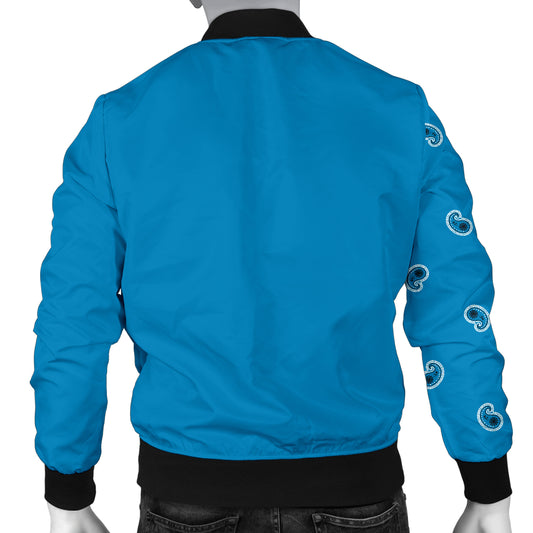Asymmetrical Sky Blue Bandana Men's Bomber Jacket